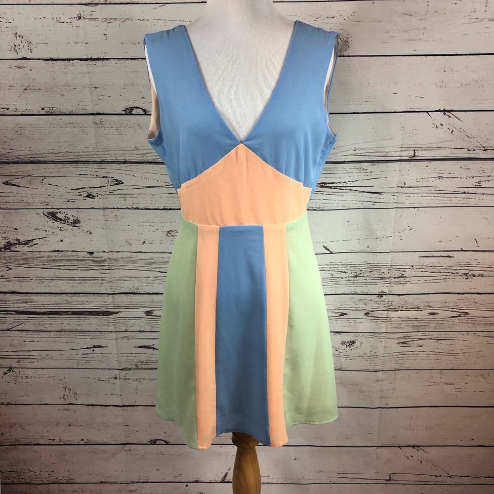 Alice Moon Dress, Pastel color block Sz. Medium